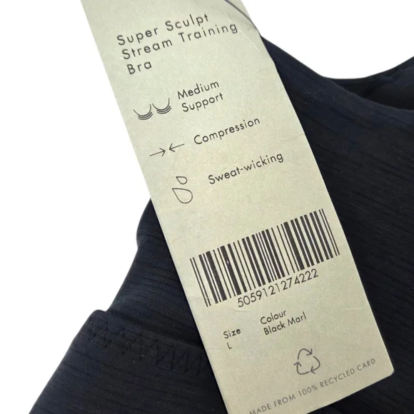 Sweaty Betty Sports Bra Super Sculpt Stream Training Bra NEW Womens Large Gray - Picture 3 of 9